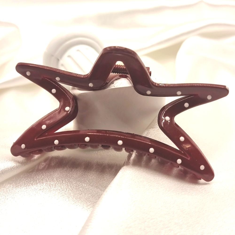 New RED & WHITE polka dot STAR hair claw clip